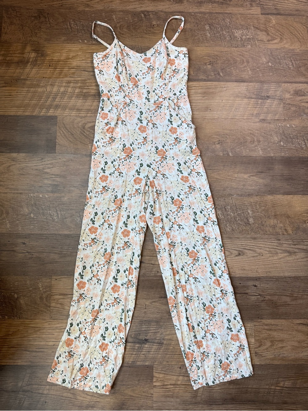 41 Hawthorn Cream Jumpsuit with Peach Floral Print